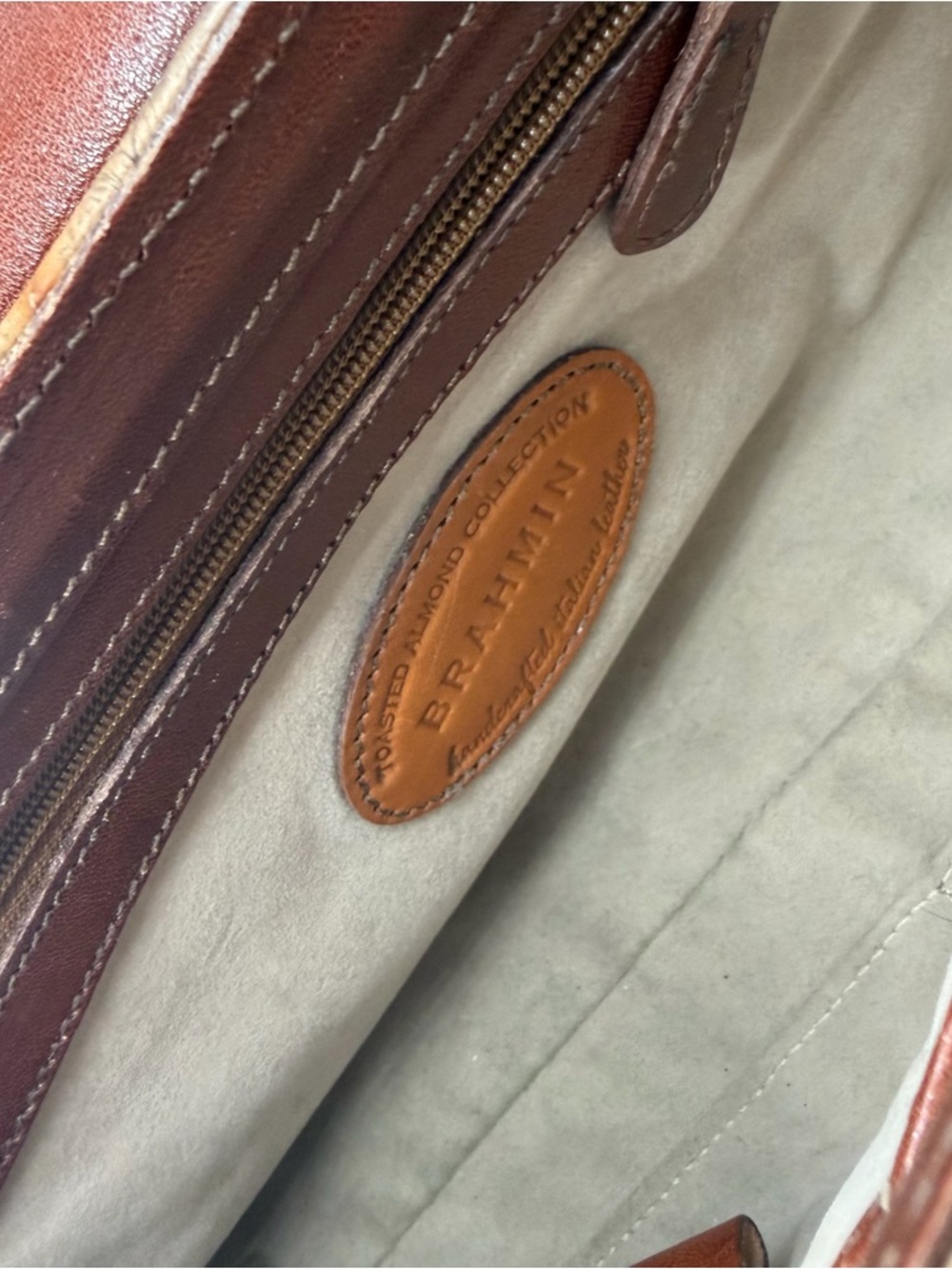 Brahmin Toasted Almond Collection Flap Crossbody Bag Leather Brown - Picture 6 of 8